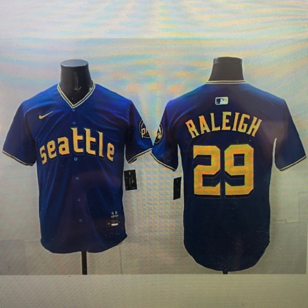 🤗Cal Raleigh Blue Stitched Jersey Blue😃
